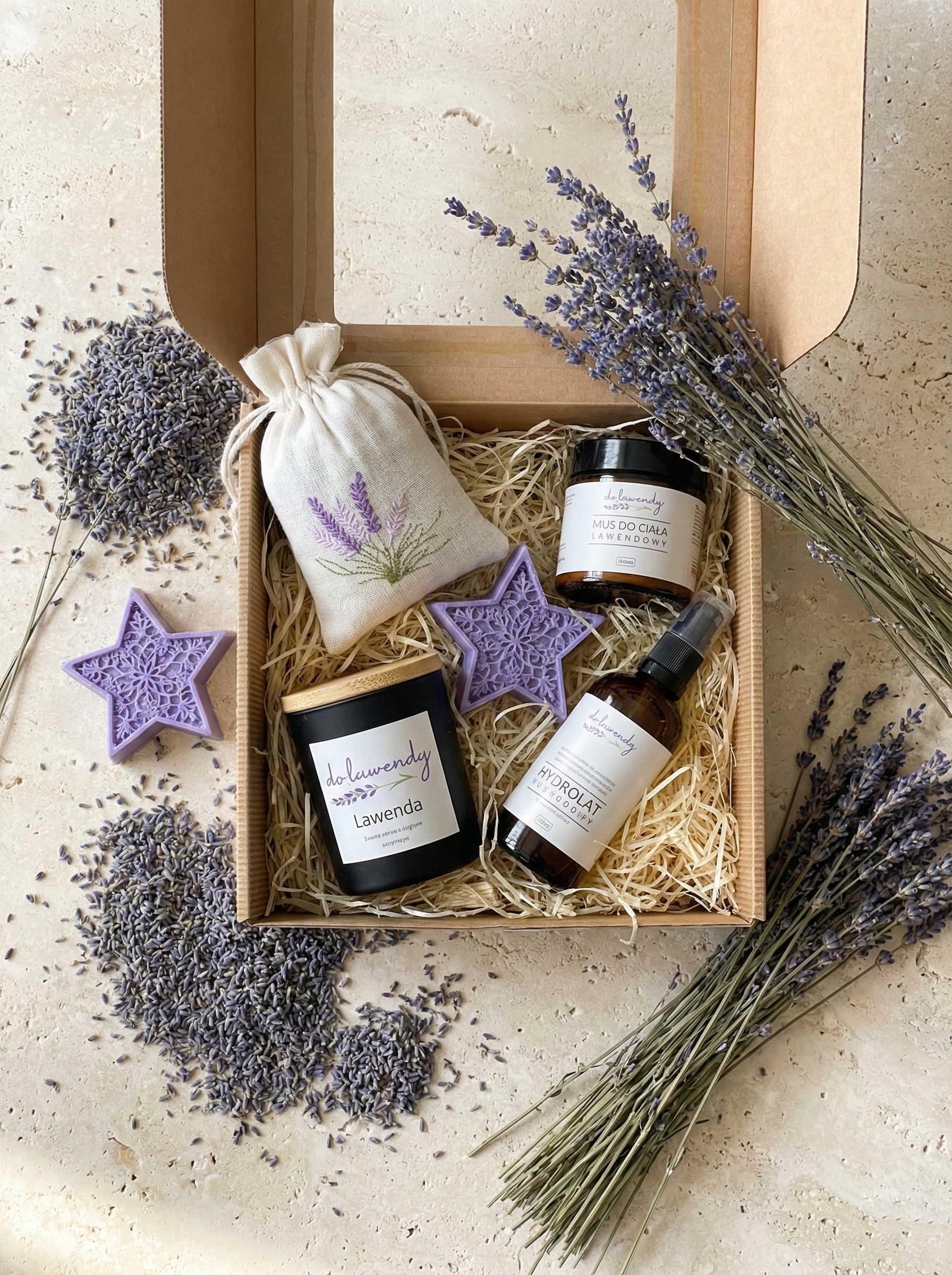 Zestaw prezentowy #4: świeczka, mydełko, hydrolat, woreczek, mus - obrazek 2